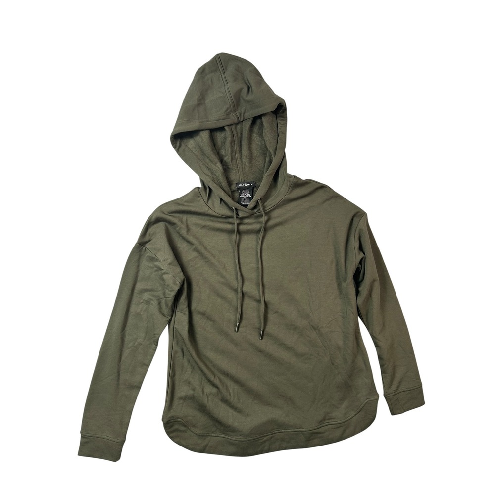 Max & Mia Olive Green Hooded Sweatshirt Womens Small Pullover X09264-257US/OM